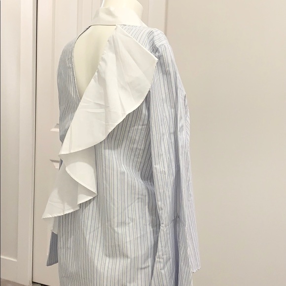 River island ruffles back striped button shirt - Picture 5 of 6